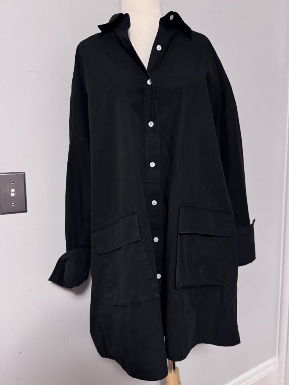 ATM Long Sleeve Swing Poplin Shirtdress - Picture 4 of 8